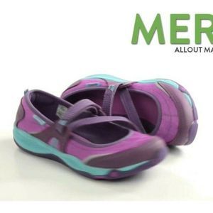 Merrell Girls Purple Leather Allout Snap Closure Mary Jane Shoes Size US 4